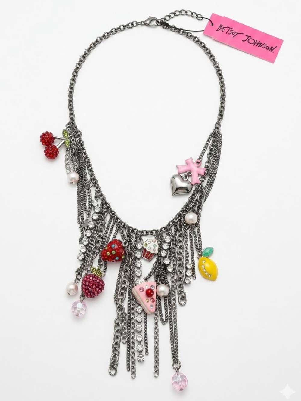 NWT Betsey Johnson Dessert Collection Multi-Strand Charm Statement Necklace